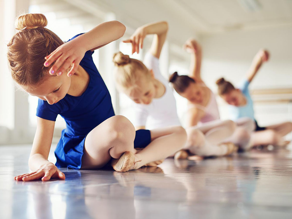 Young students practicing ballet